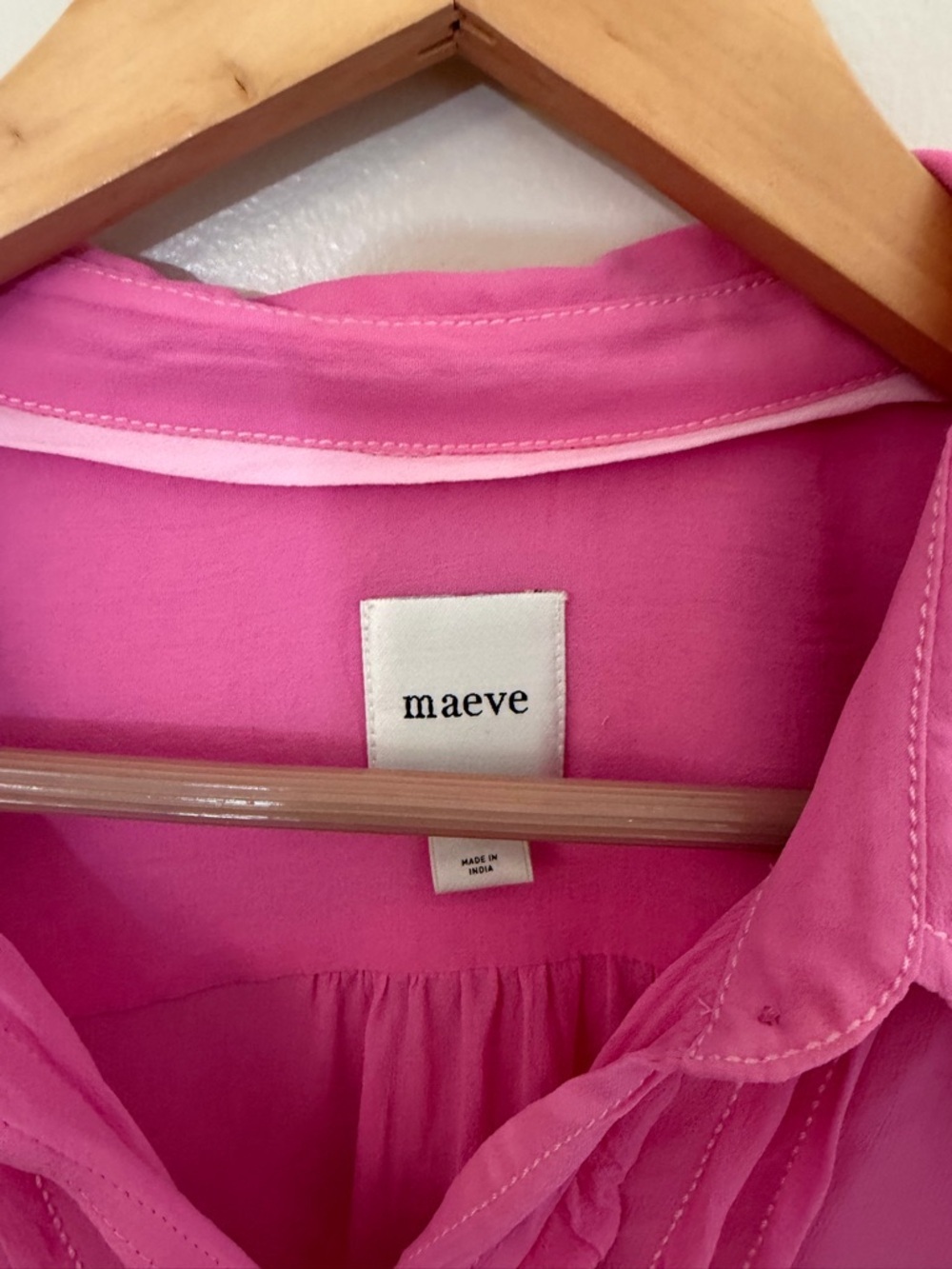 MAEVE Danielle Kroll X Sheer Chiffon Buttondown Shirt - Hot Pink-medium - Picture 8 of 12